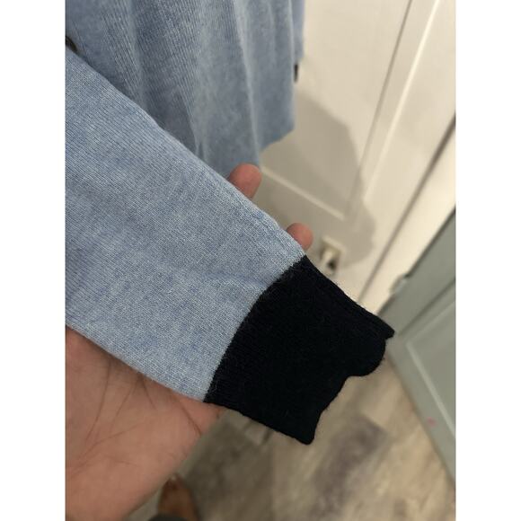 J. Crew Mohair Wool Blend Elbow Patch Asymmetrical Blue Sweater Womens XS - Picture 4 of 7